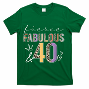 Fierce Fabulous & 40 Years Old Boho Leopard 40th Birthday T-Shirt - Green