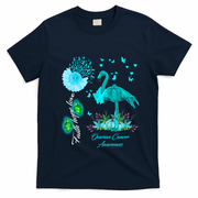 Flamingo Faith Hope Love Ovarian Cancer Awareness Great Gift T-Shirt - Navy Blue