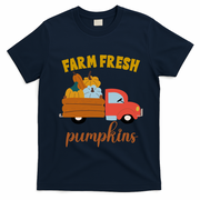 Farm Fresh Pumpkins Fall Vintage Truck T-Shirt - Navy Blue
