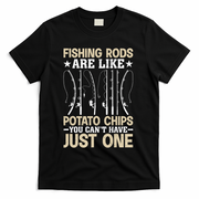 Funny Fishing Rods Fisherman Gift T-Shirt - Black