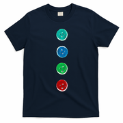 Four Groovy Buttons Blue Cat Funny Halloween Custom T-Shirt - Navy Blue