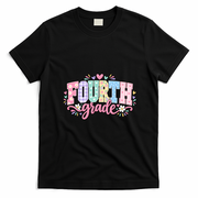 Fourth Grade Fun Colorful Floral Back To School T-Shirt - Black