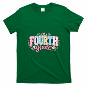 Fourth Grade Fun Colorful Floral Back To School T-Shirt - Irish Green