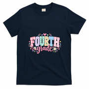Fourth Grade Fun Colorful Floral Back To School T-Shirt - Navy Blue