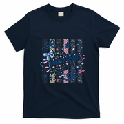 Fourth Grade Floral Print Fun Back To School Vintage Retro T-Shirt - Navy Blue