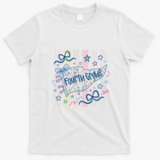 Fourth Grade Floral Print Fun Back To School Vintage Retro T-Shirt - White