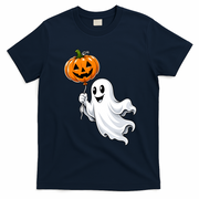 Flying Ghost Pumpkin Jack O Lantern Balloon Funny Cute Halloween T-Shirt - Navy Blue