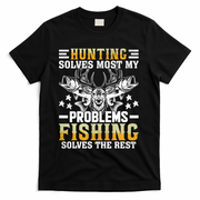 Funny Hunting And Fishing Solved Problems T-Shirt - Black