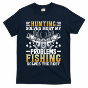 Funny Hunting And Fishing Solved Problems T-Shirt - Navy