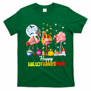 Flamingo Happy HalloThanksmas Funny Halloween Thanksgiving T-Shirt - Irish Green