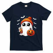 Family Halloween Mommy And Me Matching Outfits Ghost Graphic T-Shirt - Navy Blue