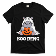 Funny Halloween Moo Deng Baby Hippo Boo Deng Ghost Costume T-Shirt - Black