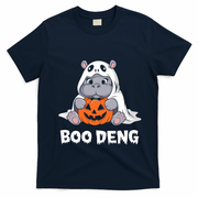 Funny Halloween Moo Deng Baby Hippo Boo Deng Ghost Costume T-Shirt - Navy Blue