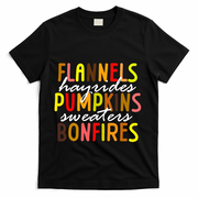 Flannels Hayrides Pumpkins Sweaters Bonfires T-Shirt - Black