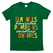Flannels Hayrides Pumpkins Sweaters Bonfires T-Shirt - Green