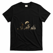 Funny Halloween Raccoons In Costumes Moon T-Shirt - Black