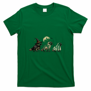 Funny Halloween Raccoons In Costumes Moon T-Shirt - Irish Green