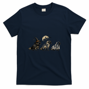 Funny Halloween Raccoons In Costumes Moon T-Shirt - Navy Blue