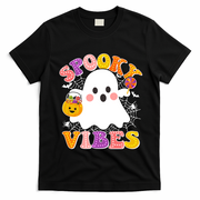 Funny Halloween Spooky Vibes Trick Or Treating Ghost T-Shirt - Black