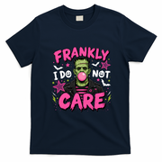 Frankly I Do Not Care Frankenstein Bubblegum Halloween T-Shirt - Navy Blue