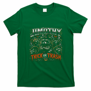 Funny Jimothy Trick Or Trash Raccoon Halloween T-Shirt - Irish Green