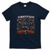 Funny Jimothy Trick Or Trash Raccoon Halloween T-Shirt - Navy Blue