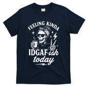 Feeling Kinda IDGAF-ish Today Skeleton Lady Coffee Lover T-Shirt - Navy