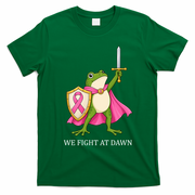 Funny Medieval Frog We Fight At Dawn Breast Cancer T-Shirt - Irish Green