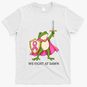 Funny Medieval Frog We Fight At Dawn Breast Cancer T-Shirt - White