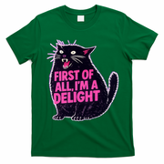 First Of All I'm A Delight Roaring Black Cat T-Shirt - Irish Green