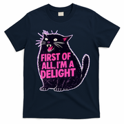 First Of All I'm A Delight Roaring Black Cat T-Shirt - Navy Blue