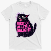 First Of All I'm A Delight Roaring Black Cat T-Shirt - White