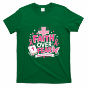 Faith Over Fear Breast Cancer Awareness Cross Bible T-Shirt - Irish Green