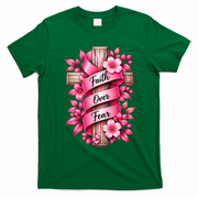 Faith Over Fear Inspirational Cross Breast Cancer Awareness T-Shirt - Irish Green