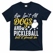 Funny Pickleball Player & Dogs Gift  T-Shirt - Navy