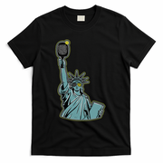 Funny Pickleball Statue Of Liberty  T-Shirt - Black