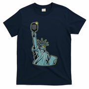 Funny Pickleball Statue Of Liberty  T-Shirt - Navy