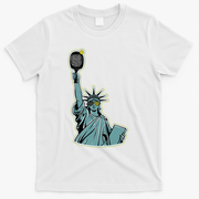 Funny Pickleball Statue Of Liberty  T-Shirt - White