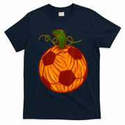 Funny Pumpkin Soccer Ball Halloween T-Shirt - Navy Blue