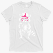 Funny Racoon F Breast Cancer Middle Finger T-Shirt - White