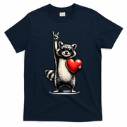 Funny Raccoon Rock On Heart T-Shirt - Navy