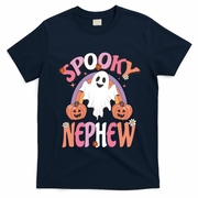 Family Retro Spooky Nephew Groovy Retro Halloween Ghost Costume Gift T-Shirt - Navy Blue