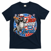 Funny Red White And Feral Patriotic Raccoon 4th Of July T-Shirt - Navy