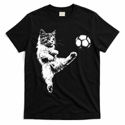 Funny Soccer Cat T-Shirt - Black
