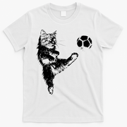 Funny Soccer Cat T-Shirt - White
