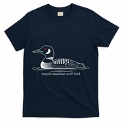 Funny Stupid Canadian Wolf Bird T-Shirt - Navy