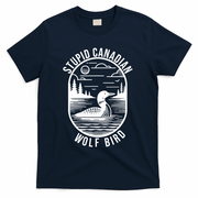 Funny Stupid Canadian Wolf Bird Loon Hockey Wildlife T-Shirt - Navy