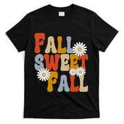 Fall Sweet Fall Retro Flower T-Shirt - Black