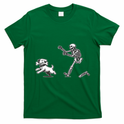 Funny Skeleton Halloween Dog Skeleton Chasing Dog Gift T-Shirt - Irish Green