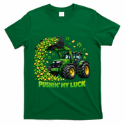 Funny St Patrick's Day Pushing My Luck Tractor T-Shirt - Green